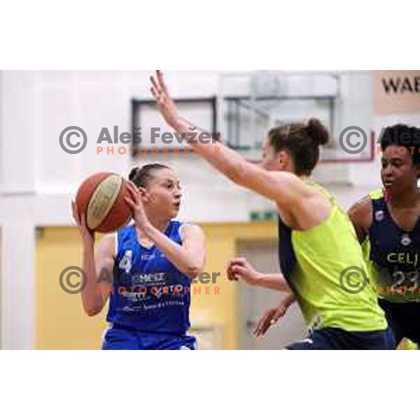action during third match of the Final of Slovenian Women\'s basketball league between Cinkarna Celje and Triglav Kranj in Celje, Slovenia on April 23, 2019