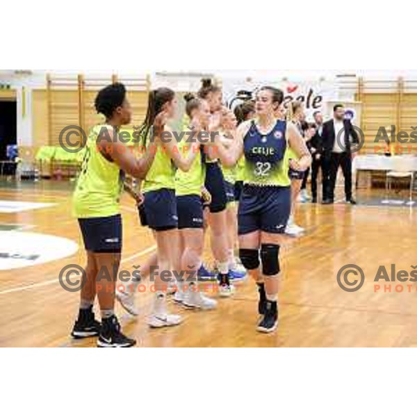 action during third match of the Final of Slovenian Women\'s basketball league between Cinkarna Celje and Triglav Kranj in Celje, Slovenia on April 23, 2019