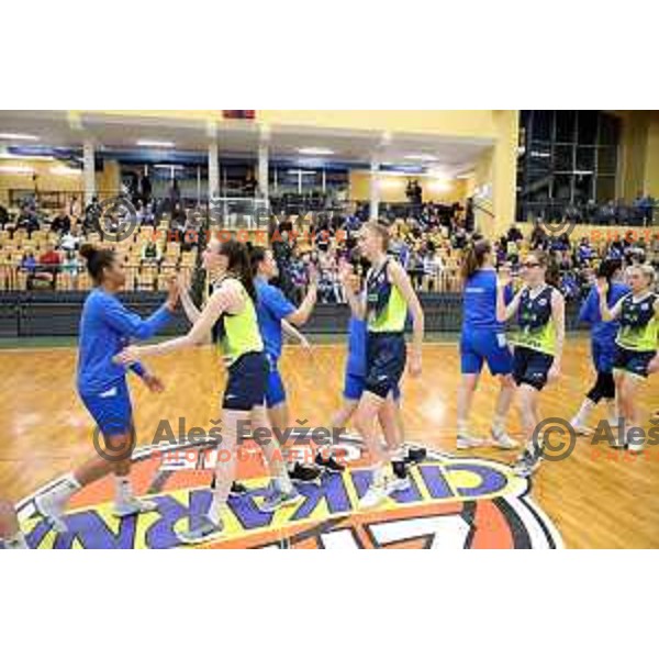 action during third match of the Final of Slovenian Women\'s basketball league between Cinkarna Celje and Triglav Kranj in Celje, Slovenia on April 23, 2019