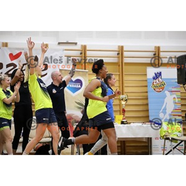 action during third match of the Final of Slovenian Women\'s basketball league between Cinkarna Celje and Triglav Kranj in Celje, Slovenia on April 23, 2019