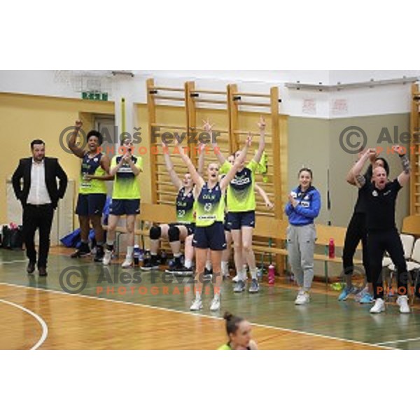 action during third match of the Final of Slovenian Women\'s basketball league between Cinkarna Celje and Triglav Kranj in Celje, Slovenia on April 23, 2019