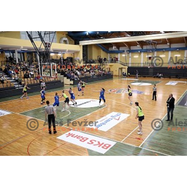 action during third match of the Final of Slovenian Women\'s basketball league between Cinkarna Celje and Triglav Kranj in Celje, Slovenia on April 23, 2019