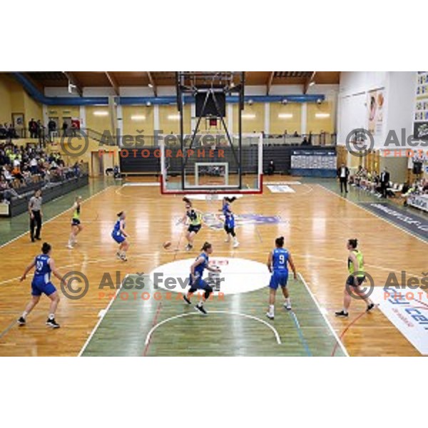 action during third match of the Final of Slovenian Women\'s basketball league between Cinkarna Celje and Triglav Kranj in Celje, Slovenia on April 23, 2019