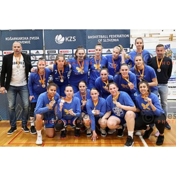 action during third match of the Final of Slovenian Women\'s basketball league between Cinkarna Celje and Triglav Kranj in Celje, Slovenia on April 23, 2019