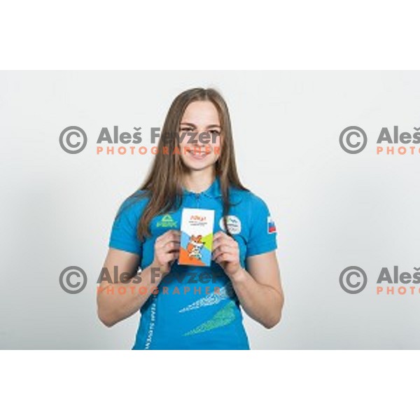 Kaja Kajzer candidate for Slovenia team at second edition of European Olympic games in Minsk, Belorussia at official photo shooting in Ljubljana on April 16, 2019