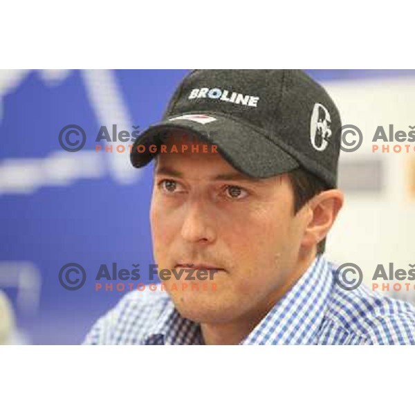 Rasto Aznoh at press conference after Tina Maze\'s first World cup victory in downhill at race in St.Moritz. Conference was held in Ljubljana, Slovenia on 11.2.2008 