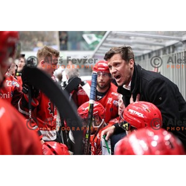 Marcel Rodman during Slovenian League ice-hockey match between SZ Olimpija and SIJ Acroni Jesenice in Tivoli Hall, Ljubljana, Slovenia on April 25, 2019