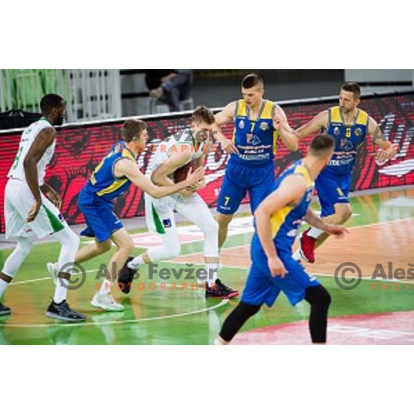 Luka Samanic in action during Nova KBM league quarter final basketball match between Petrol Olimpija - GGD Sencur, , Arena Stozice, Ljubljana, Slovenia on April 30, 2019