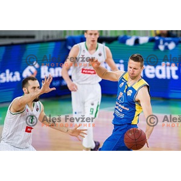 Aleksandar Radulovic, Ramo Rizvic in action during Nova KBM league quarter final basketball match between Petrol Olimpija - GGD Sencur, , Arena Stozice, Ljubljana, Slovenia on April 30, 2019