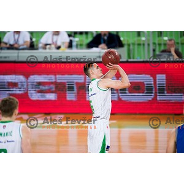 Jan Span in action during Nova KBM league quarter final basketball match between Petrol Olimpija - GGD Sencur, , Arena Stozice, Ljubljana, Slovenia on April 30, 2019