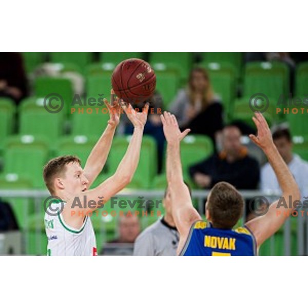 Luka Lapornik in action during Nova KBM league quarter final basketball match between Petrol Olimpija - GGD Sencur, , Arena Stozice, Ljubljana, Slovenia on April 30, 2019