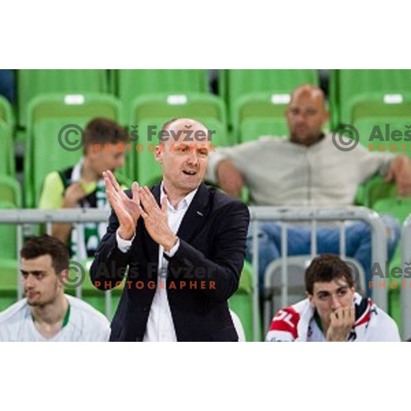 Jure Zdovc in action during Nova KBM league quarter final basketball match between Petrol Olimpija - GGD Sencur, , Arena Stozice, Ljubljana, Slovenia on April 30, 2019