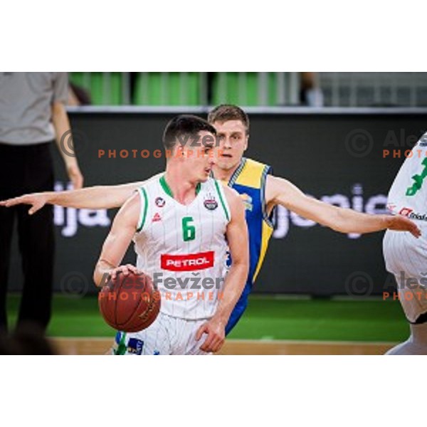 Jan Span in action during Nova KBM league quarter final basketball match between Petrol Olimpija - GGD Sencur, , Arena Stozice, Ljubljana, Slovenia on April 30, 2019