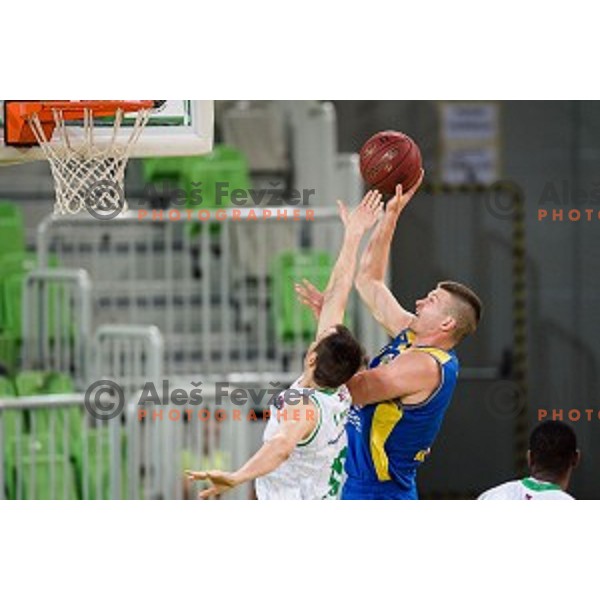 Dino Muric in action during Nova KBM league quarter final basketball match between Petrol Olimpija - GGD Sencur, , Arena Stozice, Ljubljana, Slovenia on April 30, 2019
