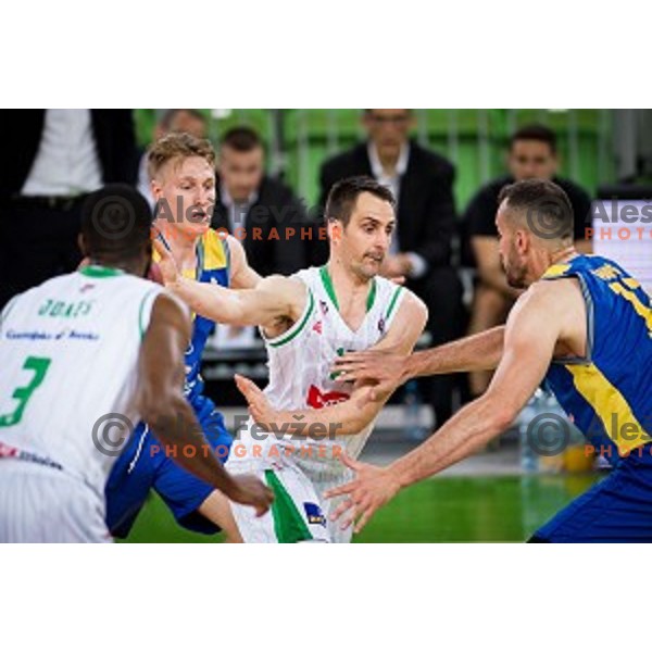 in action during Nova KBM league quarter final basketball match between Petrol Olimpija - GGD Sencur, , Arena Stozice, Ljubljana, Slovenia on April 30, 2019