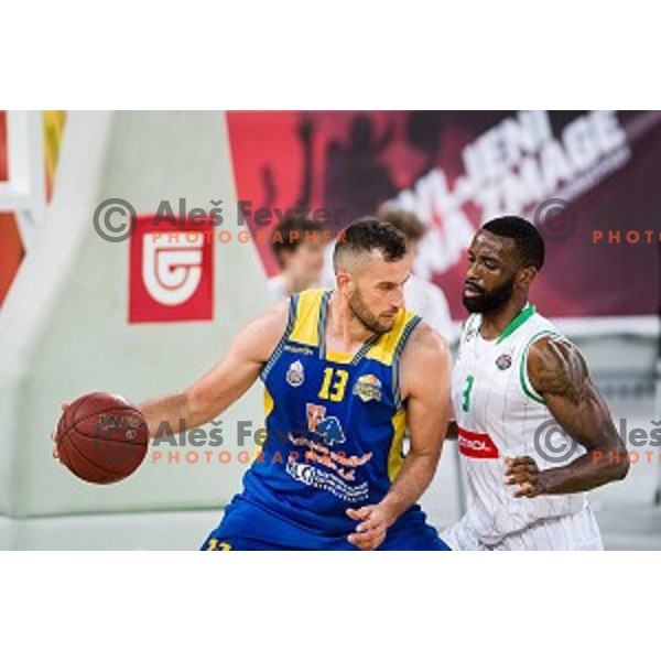 in action during Nova KBM league quarter final basketball match between Petrol Olimpija - GGD Sencur, , Arena Stozice, Ljubljana, Slovenia on April 30, 2019