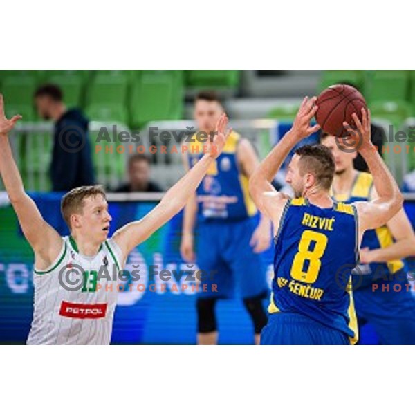 in action during Nova KBM league quarter final basketball match between Petrol Olimpija - GGD Sencur, , Arena Stozice, Ljubljana, Slovenia on April 30, 2019
