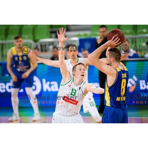 in action during Nova KBM league quarter final basketball match between Petrol Olimpija - GGD Sencur, , Arena Stozice, Ljubljana, Slovenia on April 30, 2019