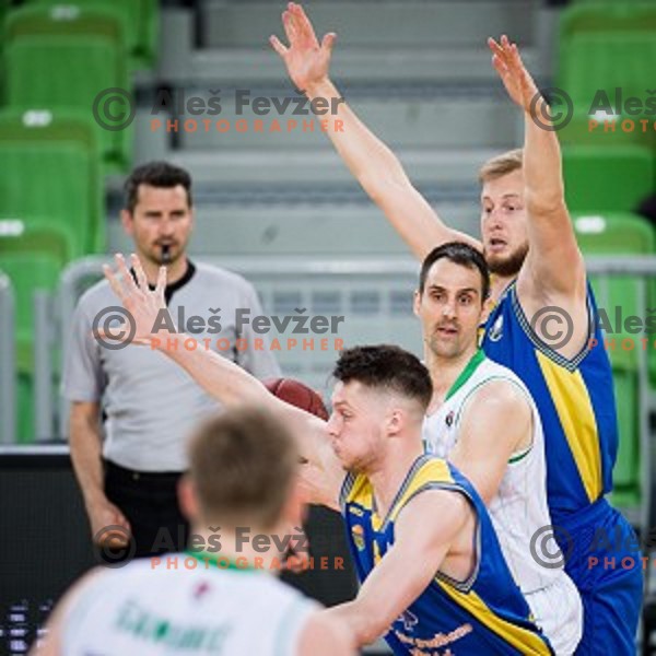 Domen Lorbek in action during Nova KBM league quarter final basketball match between Petrol Olimpija - GGD Sencur, , Arena Stozice, Ljubljana, Slovenia on April 30, 2019