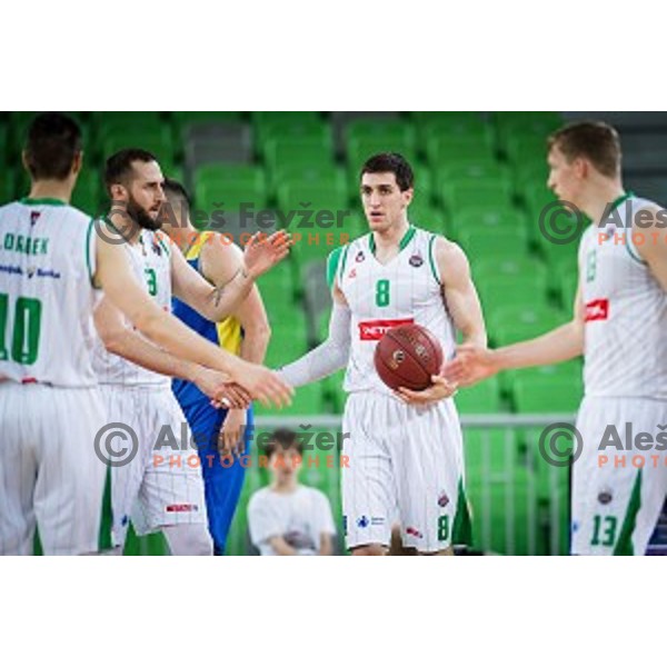 Aleksandar Radulovic, Aleksandar Lazic in action during Nova KBM league quarter final basketball match between Petrol Olimpija - GGD Sencur, , Arena Stozice, Ljubljana, Slovenia on April 30, 2019