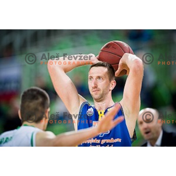Ramo Rizvic in action during Nova KBM league quarter final basketball match between Petrol Olimpija - GGD Sencur, , Arena Stozice, Ljubljana, Slovenia on April 30, 2019