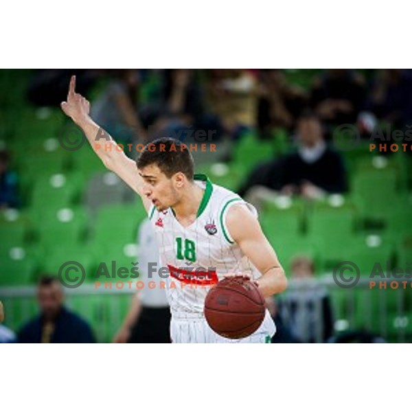 Roko Badzim in action during Nova KBM league quarter final basketball match between Petrol Olimpija - GGD Sencur, , Arena Stozice, Ljubljana, Slovenia on April 30, 2019