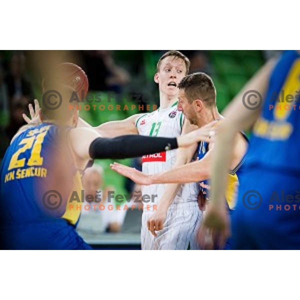Luka Lapornik in action during Nova KBM league quarter final basketball match between Petrol Olimpija - GGD Sencur, , Arena Stozice, Ljubljana, Slovenia on April 30, 2019