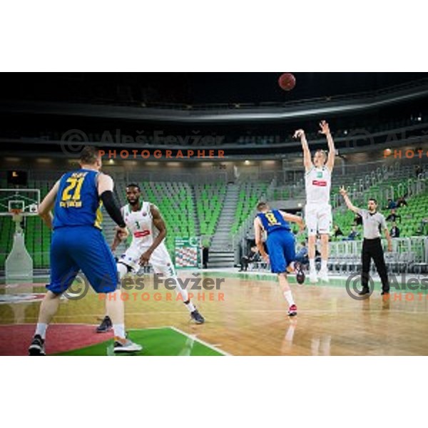 Luka Lapornik in action during Nova KBM league quarter final basketball match between Petrol Olimpija - GGD Sencur, , Arena Stozice, Ljubljana, Slovenia on April 30, 2019