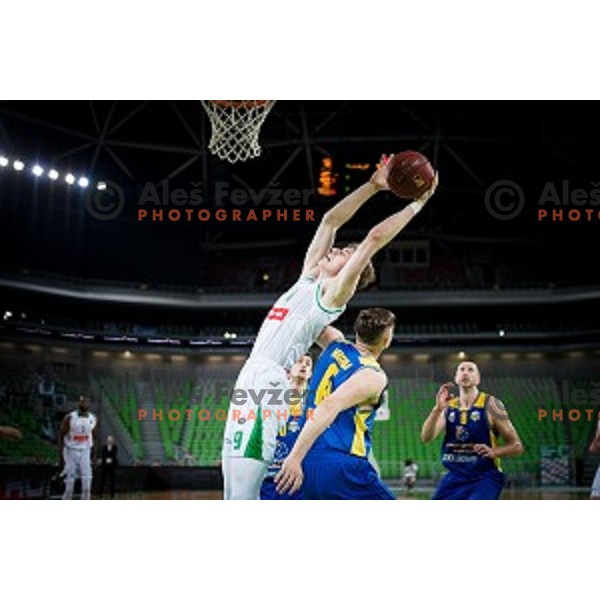 Luka Samanic in action during Nova KBM league quarter final basketball match between Petrol Olimpija - GGD Sencur, , Arena Stozice, Ljubljana, Slovenia on April 30, 2019