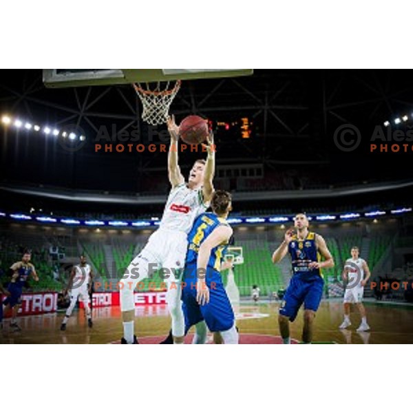 Luka Samanic in action during Nova KBM league quarter final basketball match between Petrol Olimpija - GGD Sencur, , Arena Stozice, Ljubljana, Slovenia on April 30, 2019