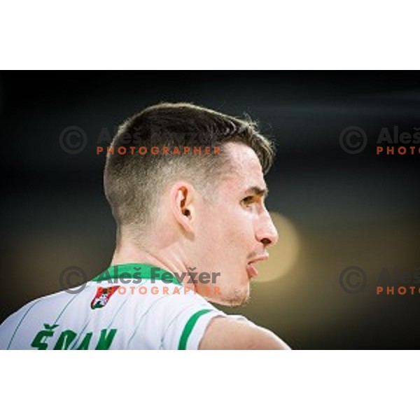 Jan Span in action during Nova KBM league quarter final basketball match between Petrol Olimpija - GGD Sencur, , Arena Stozice, Ljubljana, Slovenia on April 30, 2019