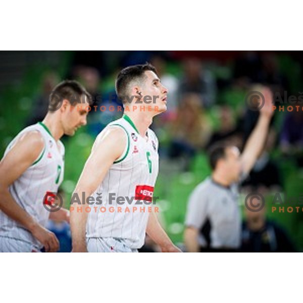 Jan Span in action during Nova KBM league quarter final basketball match between Petrol Olimpija - GGD Sencur, , Arena Stozice, Ljubljana, Slovenia on April 30, 2019