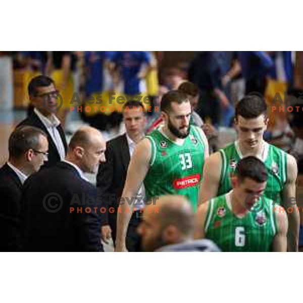 action during Nova KBM league playoff basketball match between Sencur GGD and Petrol Olimpija in Sencur Sports Hall, Slovenia on May 4, 2019