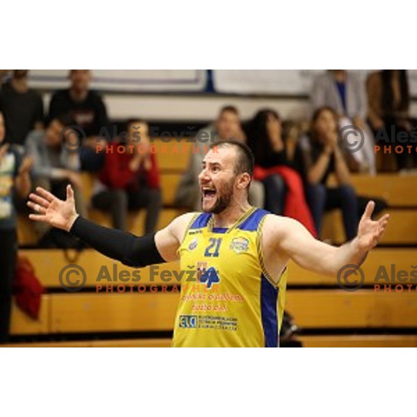 Ismet Sejfic in action during Nova KBM league playoff basketball match between Sencur GGD and Petrol Olimpija in Sencur Sports Hall, Slovenia on May 4, 2019