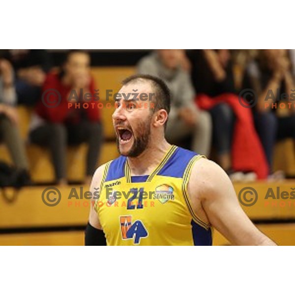 Ismet Sejfic in action during Nova KBM league playoff basketball match between Sencur GGD and Petrol Olimpija in Sencur Sports Hall, Slovenia on May 4, 2019