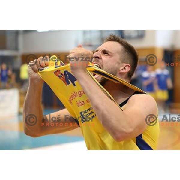 Marko Popadic in action during Nova KBM league playoff basketball match between Sencur GGD and Petrol Olimpija in Sencur Sports Hall, Slovenia on May 4, 2019