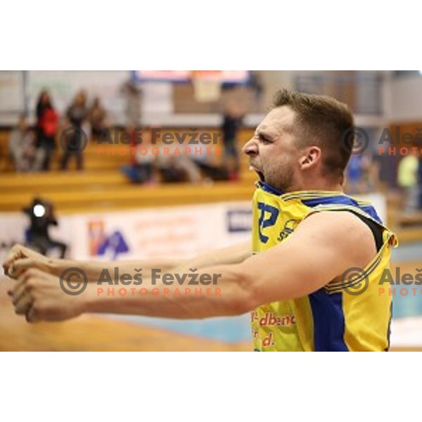 Marko Popadic in action during Nova KBM league playoff basketball match between Sencur GGD and Petrol Olimpija in Sencur Sports Hall, Slovenia on May 4, 2019