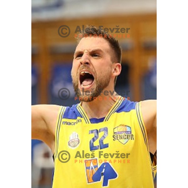 Marko Popadic in action during Nova KBM league playoff basketball match between Sencur GGD and Petrol Olimpija in Sencur Sports Hall, Slovenia on May 4, 2019