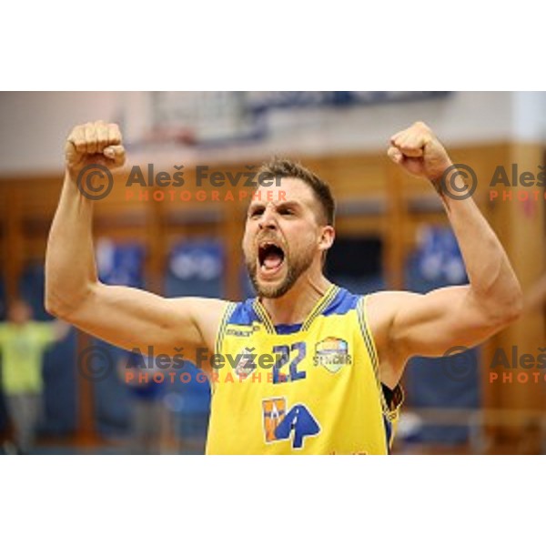 Marko Popadic in action during Nova KBM league playoff basketball match between Sencur GGD and Petrol Olimpija in Sencur Sports Hall, Slovenia on May 4, 2019