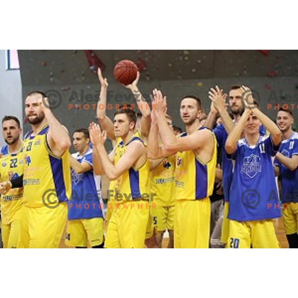 action during Nova KBM league playoff basketball match between Sencur GGD and Petrol Olimpija in Sencur Sports Hall, Slovenia on May 4, 2019