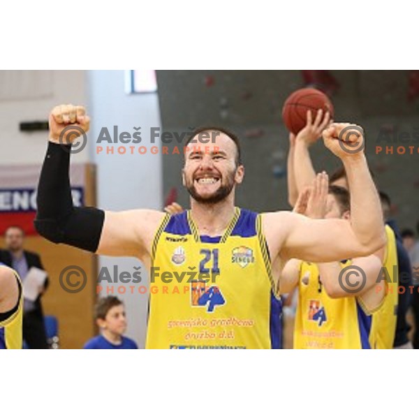 Ismet Sejfic in action during Nova KBM league playoff basketball match between Sencur GGD and Petrol Olimpija in Sencur Sports Hall, Slovenia on May 4, 2019
