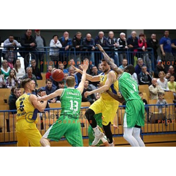 Marko Popadic in action during Nova KBM league playoff basketball match between Sencur GGD and Petrol Olimpija in Sencur Sports Hall, Slovenia on May 4, 2019