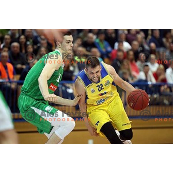 Marko Popadic in action during Nova KBM league playoff basketball match between Sencur GGD and Petrol Olimpija in Sencur Sports Hall, Slovenia on May 4, 2019