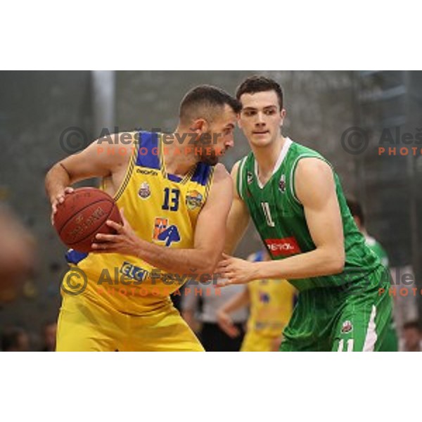 action during Nova KBM league playoff basketball match between Sencur GGD and Petrol Olimpija in Sencur Sports Hall, Slovenia on May 4, 2019