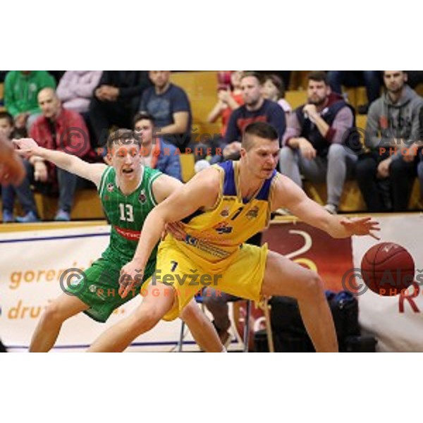 action during Nova KBM league playoff basketball match between Sencur GGD and Petrol Olimpija in Sencur Sports Hall, Slovenia on May 4, 2019