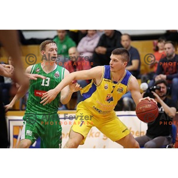 action during Nova KBM league playoff basketball match between Sencur GGD and Petrol Olimpija in Sencur Sports Hall, Slovenia on May 4, 2019