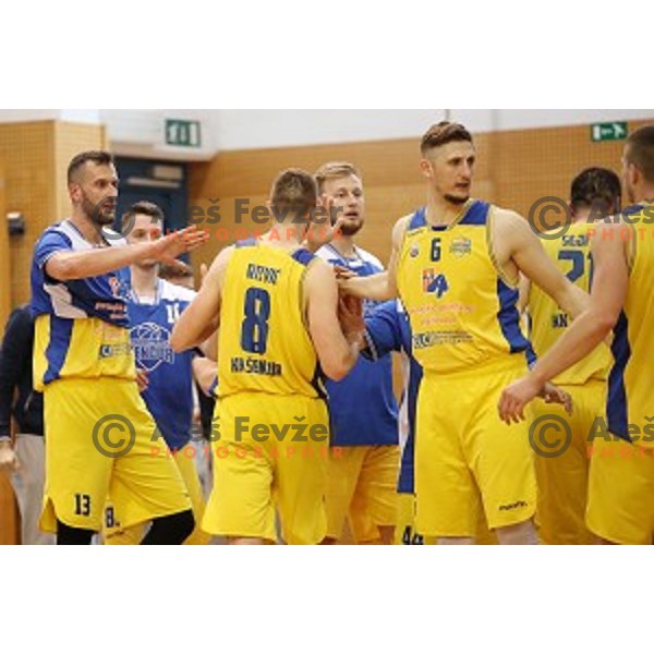 action during Nova KBM league playoff basketball match between Sencur GGD and Petrol Olimpija in Sencur Sports Hall, Slovenia on May 4, 2019
