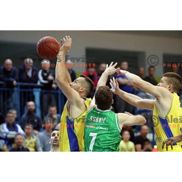 Dini Muric in action during Nova KBM league playoff basketball match between Sencur GGD and Petrol Olimpija in Sencur Sports Hall, Slovenia on May 4, 2019