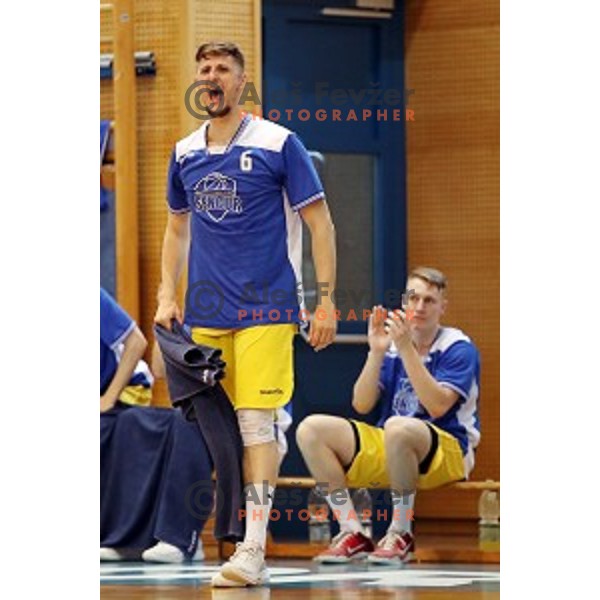 action during Nova KBM league playoff basketball match between Sencur GGD and Petrol Olimpija in Sencur Sports Hall, Slovenia on May 4, 2019