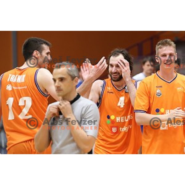 Nikola Gajic in action during Nova KBM league playoff basketball match between Helios Suns and Hopsi Polzela in Domzale Sports Hall, Slovenia on May 4, 2019